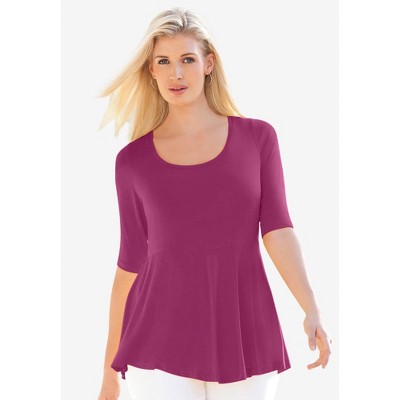 Jessica London Women's Plus Size Stretch Cotton Peplum Tunic