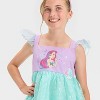 Girls' Disney Princess Ariel Puff Cap Sleeve Dress - Mint Green/Purple - 2 of 4
