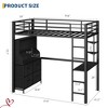 Black Twin Size Loft Bed with Desk, 4 Large Fabric Drawers and Open Shelves, Heavy Duty Metal Loft Bed with Lights - 2 of 4