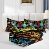 Game Comforter Set Twin Size – 3Pcs Graffiti Bedding with Dinosaur, Tiger & Gamepad Prints, Urban Street Art Quilt Set for Boys Men Women, Black - 4 of 4