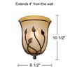Regency Hill Leaf and Vine Pocket Farmhouse Rustic Wall Light Sconce Bronze Hardwire 8 1/2" Fixture Rimmed Amber Glass for Bedroom Bedside Bathroom - 4 of 4