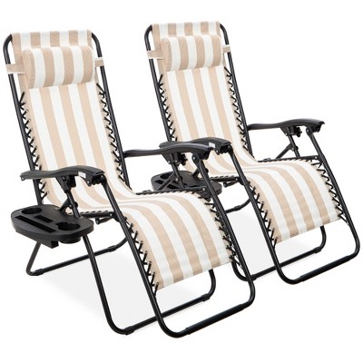 Best Choice Products Set of 2 Adjustable Zero Gravity Lounge Chair Recliners for Patio, Pool w/ Cup Holders