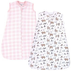 Hudson Baby Infant Girls Premium Quilted Sleeveless Sleeping Bag and Wearable Blanket, Winter Forest 2-Pack - 1 of 3