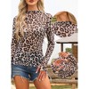 INSPIRE CHIC Women's Mesh Leopard Print Long Sleeve Mock Neck Fitted See Through Tops - 2 of 4