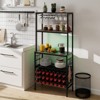Tangkula 3-Tier Wine Rack Coffee Bar Station w/Power Outlets Hooks Glass Holders - 3 of 4