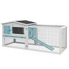 2 Story Outdoor Indoor Rabbit Hutch with Asphalt Roof Detachable Run and Slide Out Tray,61'' Large Bunny Cage - LAOTIES - 3 of 4