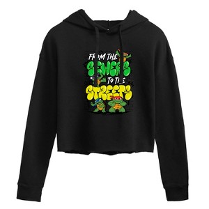 Women's - Teenage Mutant Ninja Turtles Mutant Mayhem - From The Sewers To The Streets Cropped Graphic Hoodie - 1 of 2