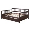 Full Size Daybed Bed with Pull-Out Trundle and Guard Rails, Solid Pine Wood Sofa Bed for Guest or Kids Room-Baofuwish - 3 of 4