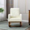 Ridstar Modern Recliner Armchair with Wood Legs and Side Pocket For Living Room & Bedroom-White - 3 of 4