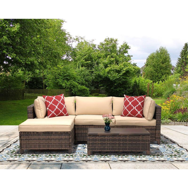 3pc Wicker Patio Sectional Seating Set with Cushions - EDYO LIVING
, 4 of 14