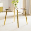 Vynxaria Elegant Round Dining Tables - 42 Inch Glass Surface with Golden Accents - 2 of 4
