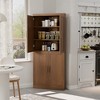 Wooakway Natural Wood/Black/Light Walnut/White Decorative Storage Cabinet Corner Kitchen Dining Cabinet Freestanding Cupboard Adjustable Shelves Home - 3 of 4