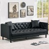 Mid-Century Leather Sofa - Button-Tufted 3-Seater Chesterfield w/ Deep Seat for Living Room & Apartment - 2 of 4