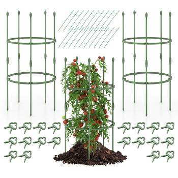 Tangkula 3-Pack Garden Tomato Trellis 40" Plant Support Cage w/ Adjustable Size for Plants