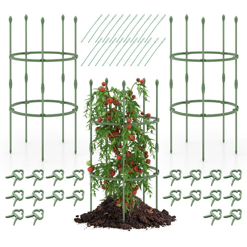 Tangkula 3-Pack Garden Tomato Trellis 40" Plant Support Cage w/ Adjustable Size for Plants, 1 of 11