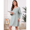 INSPIRE CHIC Women's Stripe Pajamas Nightshirt Lounge House Dress Sleep Shirts Sleepwear Long Sleeve Nightgowns - 3 of 4