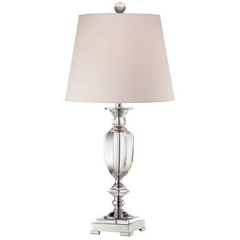 Vienna Full Spectrum Traditional Table Lamp Faceted Crystal and Chrome Urn White Drum Shade for Living Room Family Bedroom Bedside