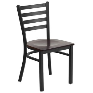 Emma and Oliver Black Ladder Back Metal Restaurant Dining Chair - 1 of 4