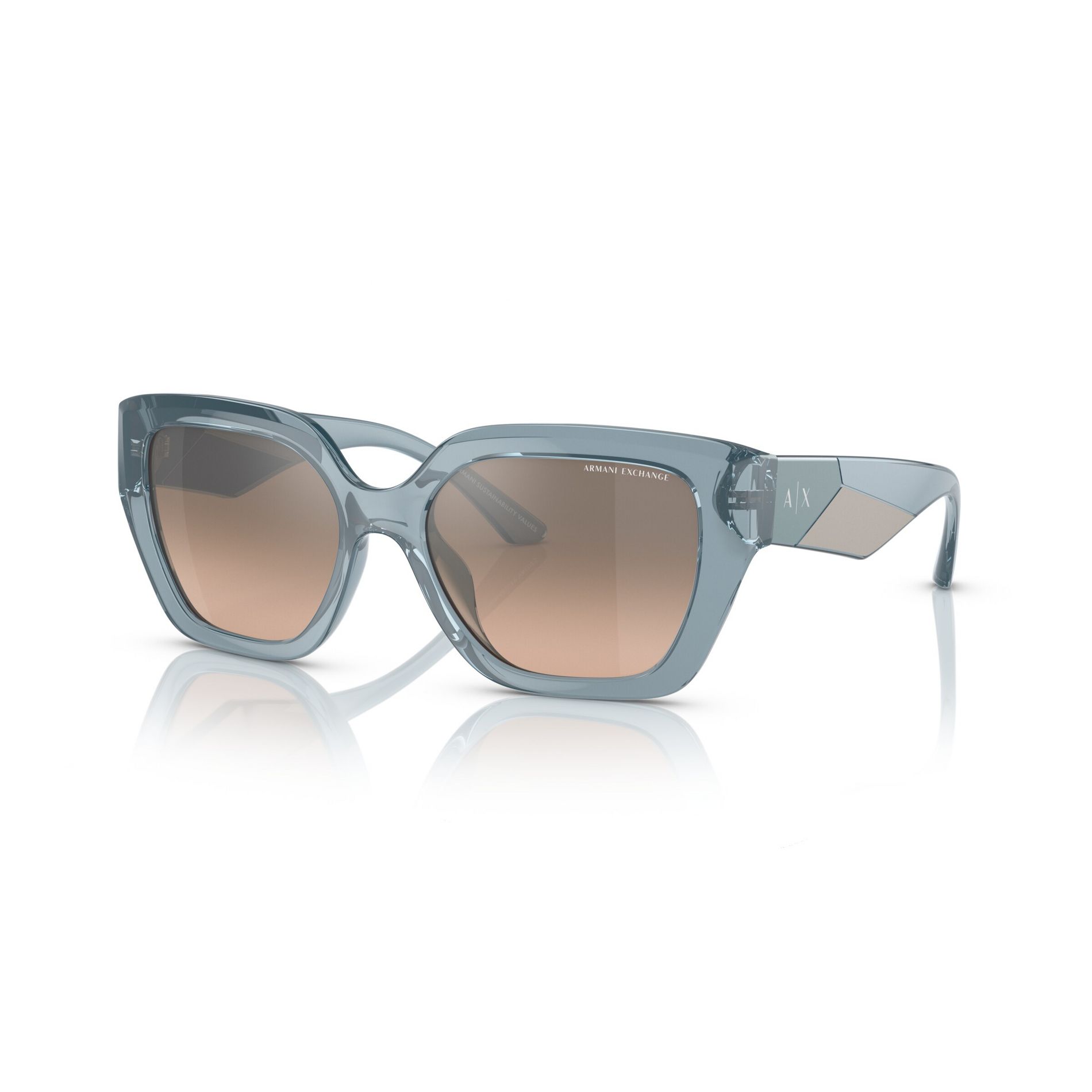 Armani Exchange AX4125SU 54mm Woman Rectangle Sunglasses Brown Mirror Silver Gradient Lens
