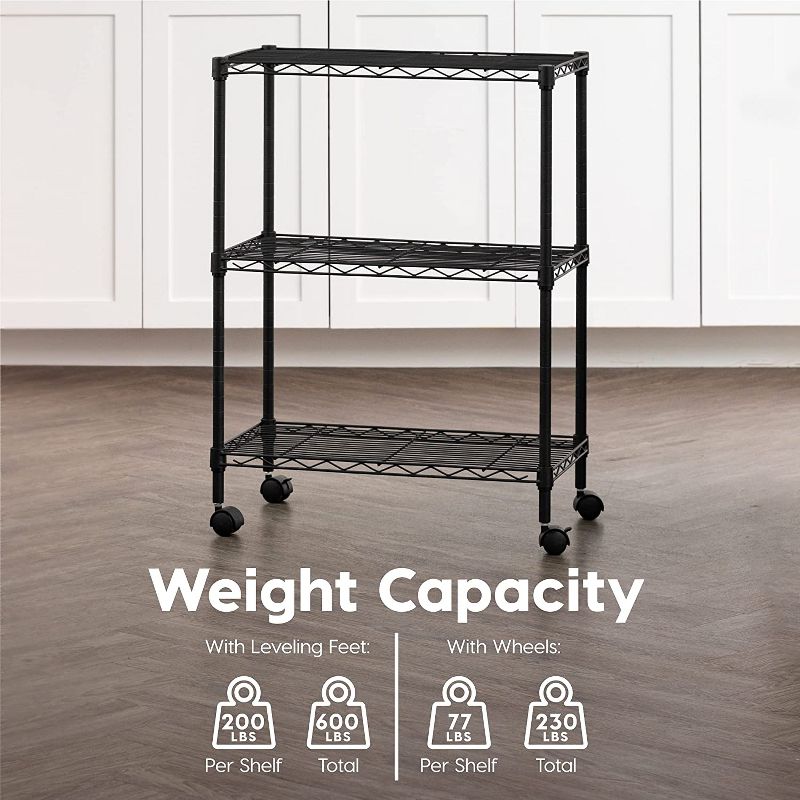 IRIS USA Metal Storage Cart with Casters, Kitchen Serving Cart, 3 of 10