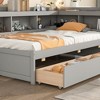 Twin Size Bed With L-shaped Bookcases, Pine Wood Platform Bed Frame With 2 Storage Drawers For Bedroom, No Spring Box Needed - 4 of 4