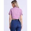 Allegra K Women's Turndown Collar Short Sleeves Crop Casual Jean Jacket - 3 of 4