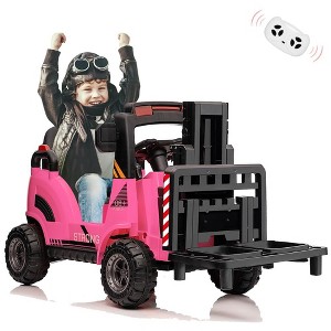 12V Ride On Forklift Car, Kids Battery Powerd Electric Ride On Car with Liftable Fork and Pallet, Remote Control, Music - 1 of 4