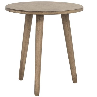 Hygge-Inspired Desert Brown Round Pine Accent Table