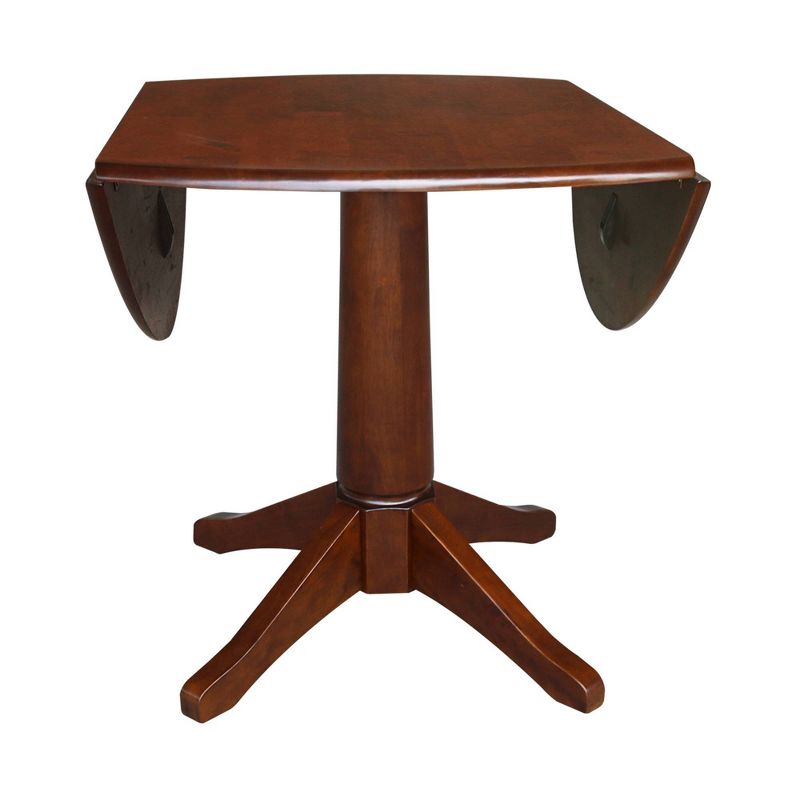 30.3&#34; Thea Round Dual Drop Leaf Extendable Dining Table Espresso Brown - International Concepts, 6 of 10