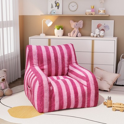 JOYRACER Teddy Fabric Bean Bag Lazy Sofa with Side pockets for Adults and Kids, Cute Accent Sofa Chair Living Room,Bedroom Dorm Reading
