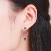 Asymmetric Triangle & Circle Earrings in Sterling Silver with CZ, Geometric Dangle Studs for Women - 3 of 4