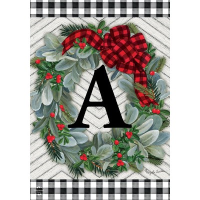 Briarwood Lane Winter Garden Flag 12x18 For Outdoor Winter Wreath Monogram Letter a For Winter Garden Flag Flags For Outside