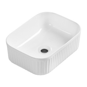 ChicFurnit Bathroom Sinks Rectangle Countertop Bathroom Sink Porcelain Ceramic Thin Edge Basin Vessel Sink for Bathrooms, White, 15.75"*11.81"*5.51" - 1 of 4
