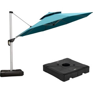PURPLE LEAF 10/11/12/13ft Outdoor Patio Cantilever Umbrella with Base Offset Umbrella 360 Degree Rotation Round Umbrella for Deck Pool Garden - 1 of 4