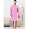 INSPIRE CHIC Men's Long Sleeves Banded Collar Henley Nightgown - 2 of 4