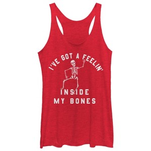 Women's CHIN UP Halloween Skeleton Feelings Racerback Tank Top - 1 of 3