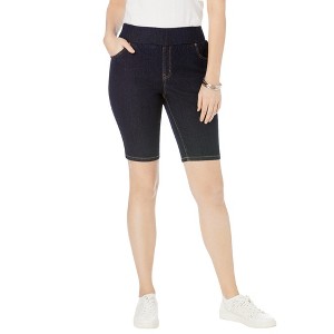 Jessica London Women's Plus Size Comfort Waist Stretch Denim Bermuda Short - 1 of 4