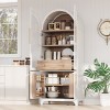 71" Arched Bookcase Cabinet with Glass Doors,Adjustable Shelves & Hidden Drawer for Living Room or Study-Baofuwish - 3 of 4