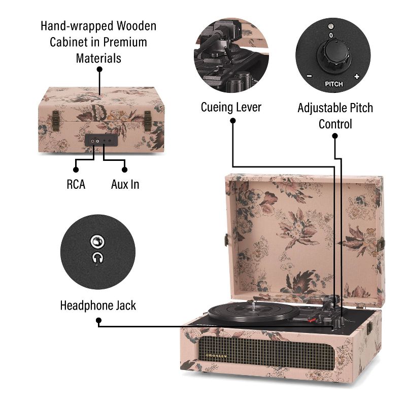 Crosley Voyager Bluetooth Vinyl Record Player - Floral, 5 of 18
