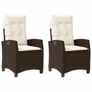 vidaXL Reclining Garden Chair Set of 2 Brown PE Rattan Standard - 1 of 4