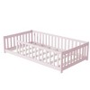 KWPZQEB Twin Size Floor Bed without Door, Montessori Wood Bed with Safety Guardrails & Slats Support, Low Bed Frame for Kids Boys Girls - 2 of 4