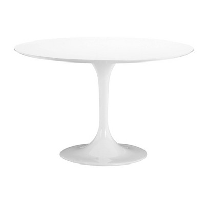 Mid-Century 47" Round Bevel Edge and Tulip Base Dining Table - White - ZM Home