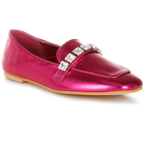 Женские туфли Rag & Co Womens Celosia Metallic Diamante Strap Loafers 9