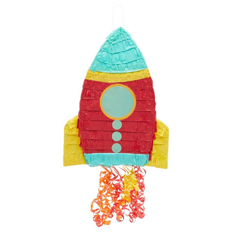 Blue Panda Rocket Ship Pull String Pinata for Kids Outer Space Party, Astronaut Birthday Decorations, 16.5 x 12.5 x 3 in, 4 of 7