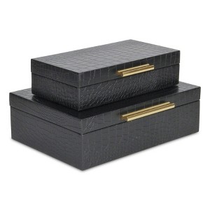 Cheung's Black Faux Snakeskin Decorative Box Set - 1 of 4