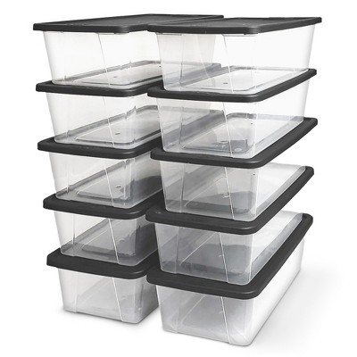Homz Plastic Multipurpose Stackable Storage Container Bins with Secure Latching Lid for Home and Office Organization