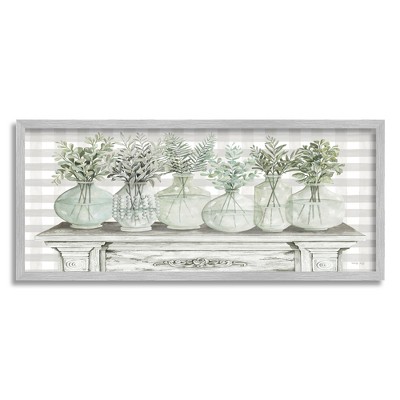 Stupell Industries Country Home Plants Herbs Jars Rustic Tartan Illustration Framed Giclee Art