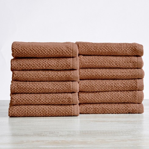 Great Bay Home Acacia Popcorn 6-Pack Cotton Hand Towel, Brown, 6 PC Set