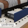 Full Size Bed Frame with 4 Storage Drawers and Headboard, Linen Upholstered Full Platform Bed Frame, Diamond Stitched Button Tufted, Easy Assemble, - 4 of 4