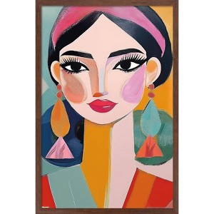 Trends International Reinders: Portraits - Vibrant Woman I Framed Wall Poster Prints Mahogany Framed Version 14.725" x 22.375" - 1 of 4